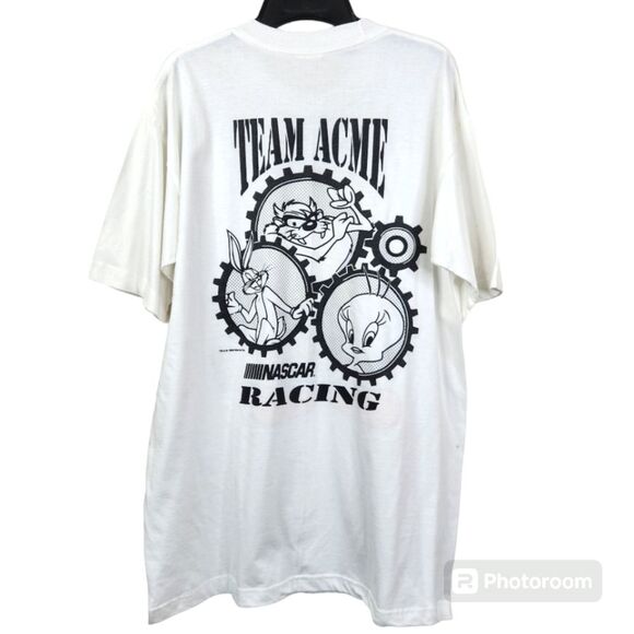 Vintage 96-97 NASCAR Looney Tunes Team Acme Tweety Bird Double Sided Tee XL - Picture 2 of 9